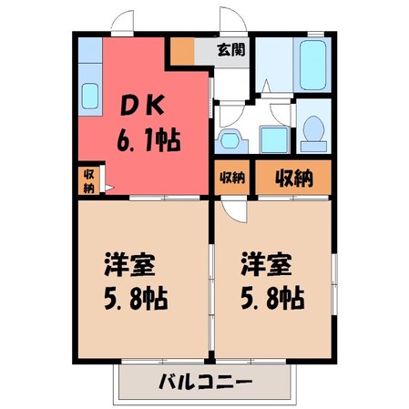 宇都宮駅 バス18分  繊維会館前下車：停歩5分 1階の物件間取画像